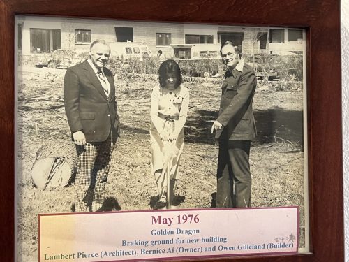 Bernice Ai breaking the ground for the new Golden Dragon location